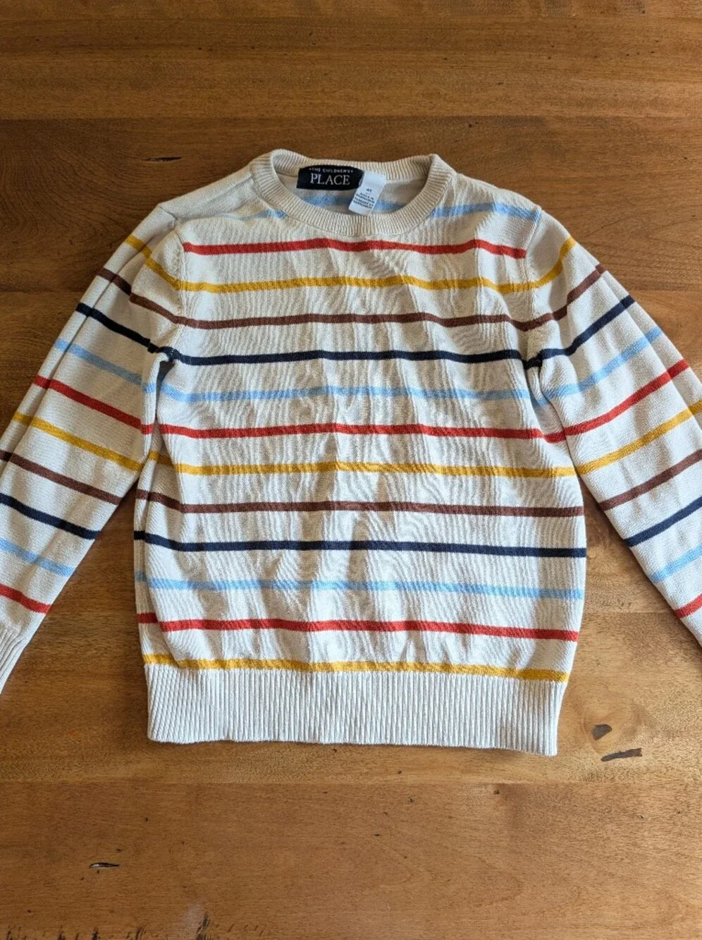 Children's Place Toddler Boys Multi- Colored Striped Cream Sweater, Size 4T